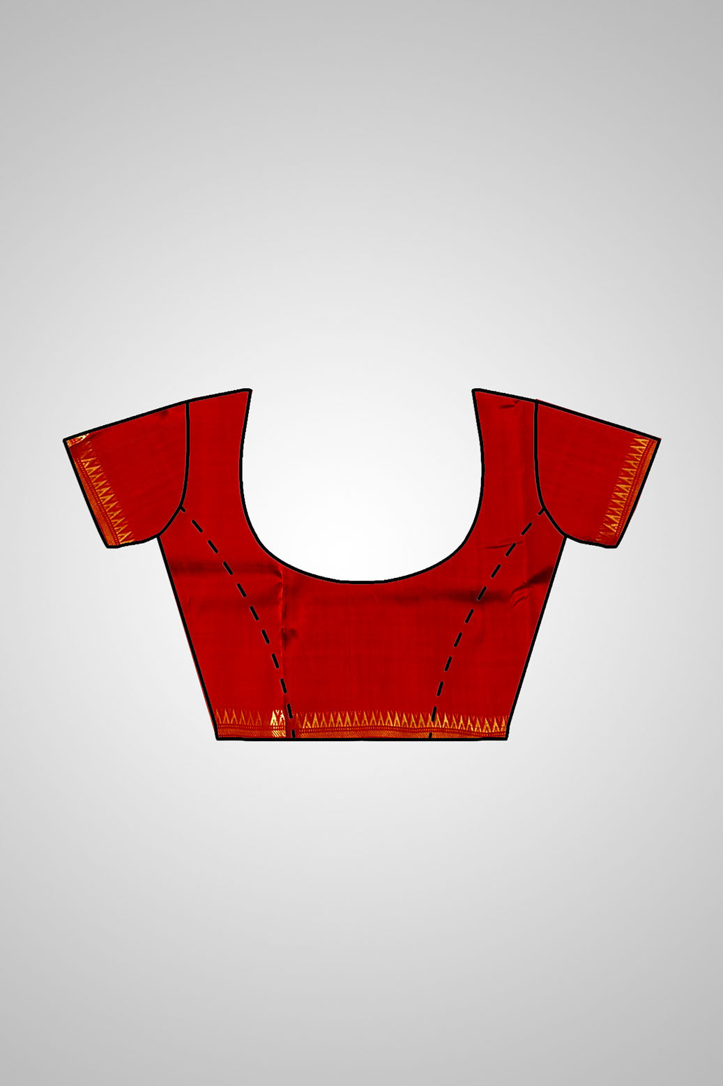 Buy Pure Silk Zari Par Saree – Full saree with matching blouse display