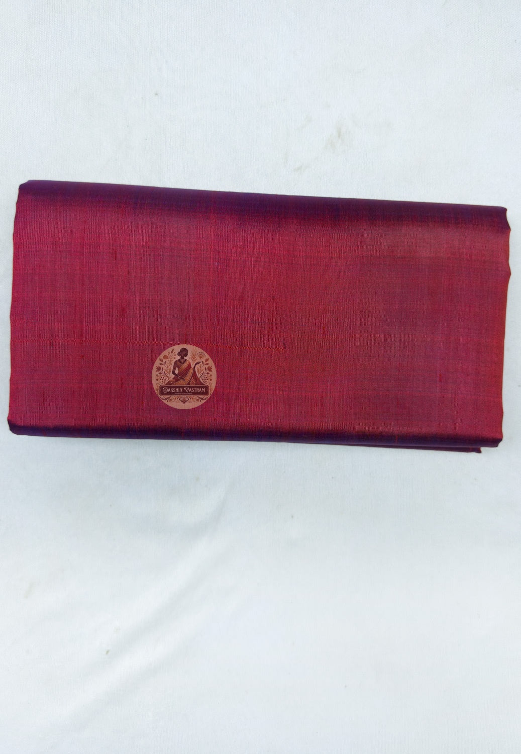 Full saree view of deep pink Bishnupur handloom silk saree with a continuous plain design