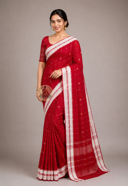 pure cotton saree draped in classic Nivi style