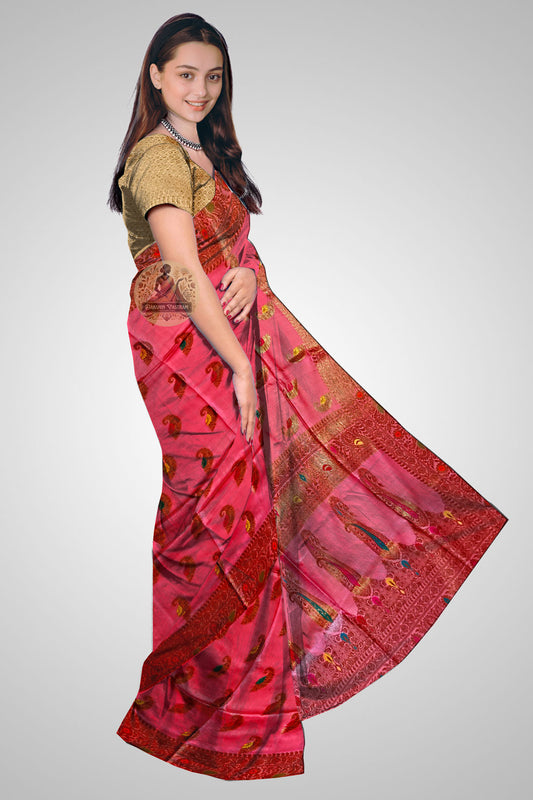 Shop Muga Silk Saree online – Side angle showcasing handloom richness
