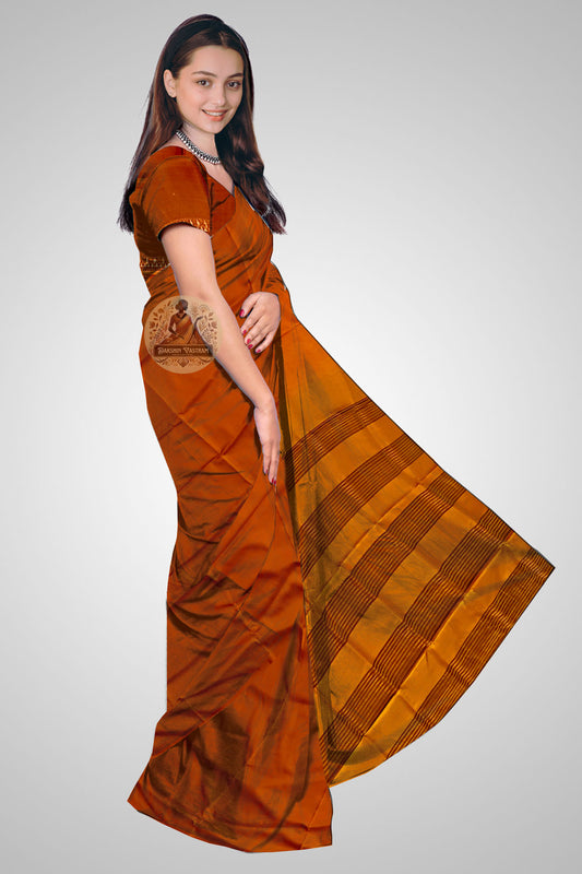 Buy Jori Border Silk Saree online – Side view of traditional handloom