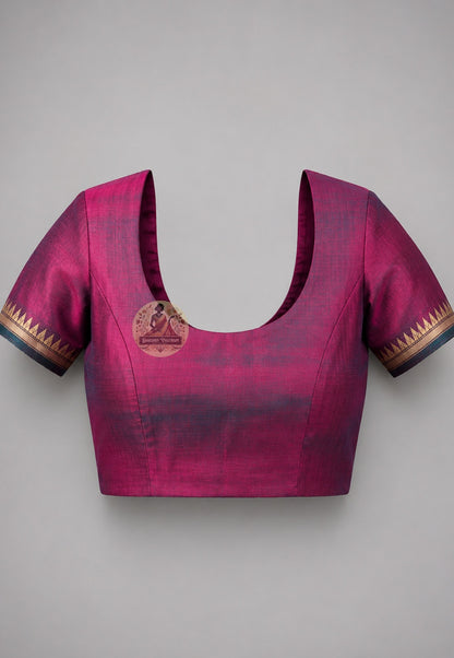 Matching blouse piece included with Bishnupur Katan Silk Saree, handloom puja wear Bengal West Bengal