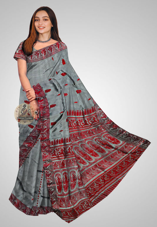 Buy Baluchari Silk Saree online – Front view with traditional motifs
