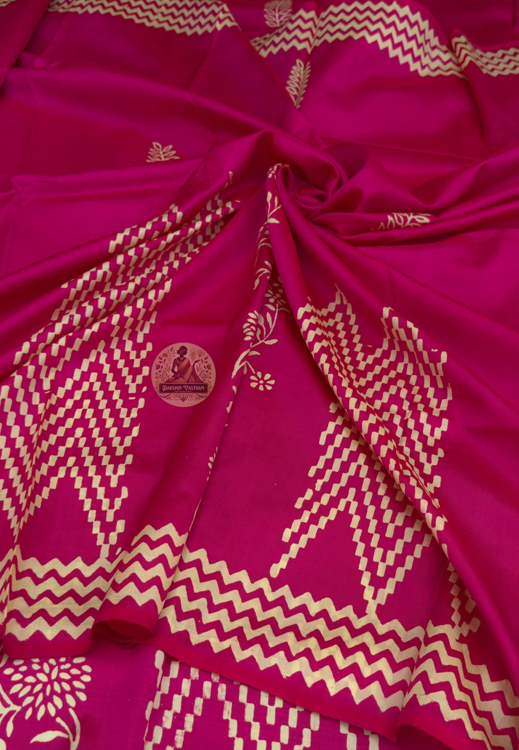 Back view of unstitched blouse piece from Bishnupur Baluchari Silk Saree set, showcasing pure Katan silk weave and traditional Bengal craftsmanship