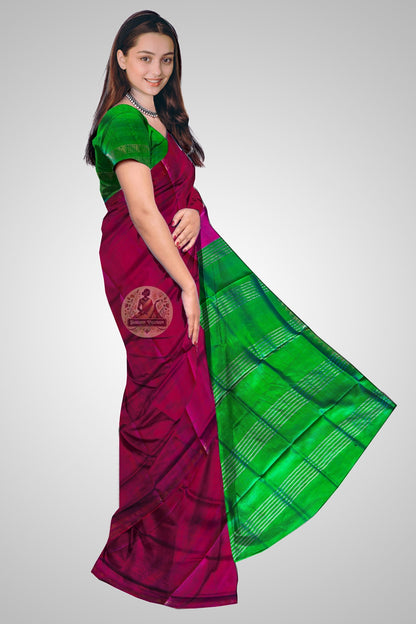 Shop Katan Silk Saree online – side view showing silk drape