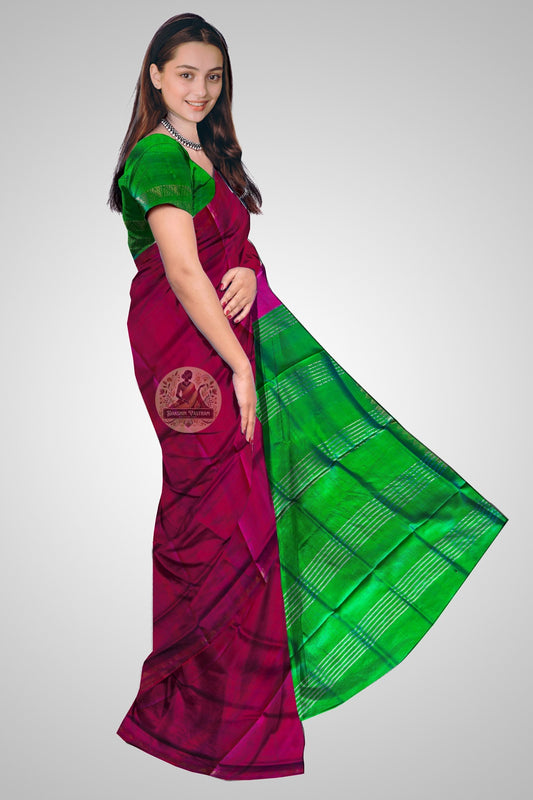 Shop Katan Silk Saree online – side view showing silk drape