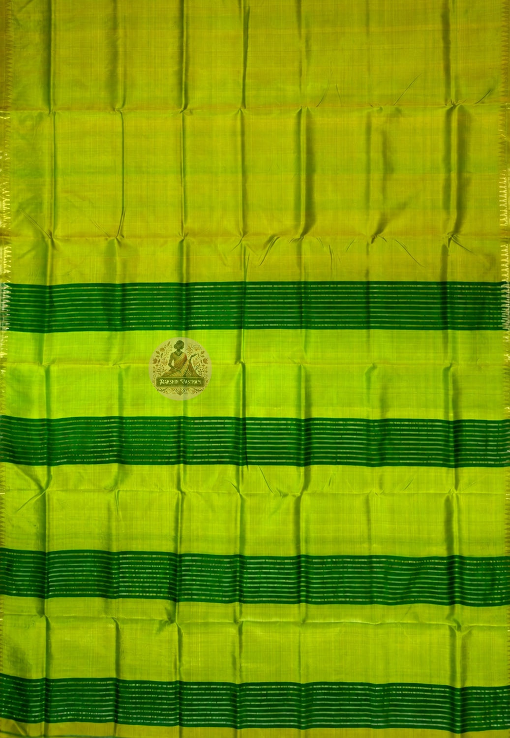 Detail shot of Bishnupur Katan Silk Saree pallu featuring traditional Malla dynasty-inspired motifs woven in pure mulberry silk