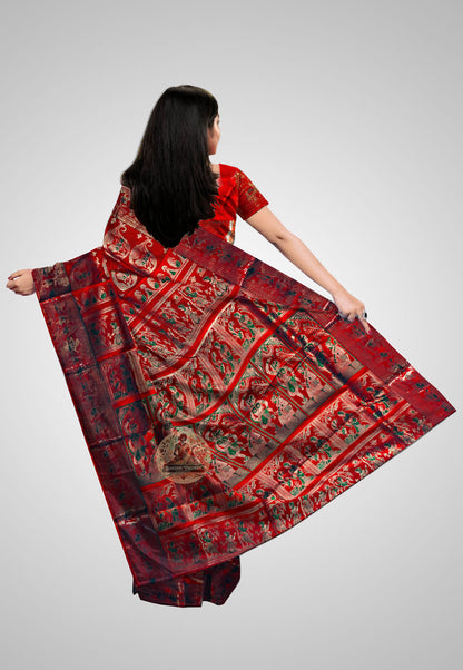 Buy Handloom Swarnachari Pure Silk Saree online – rear view