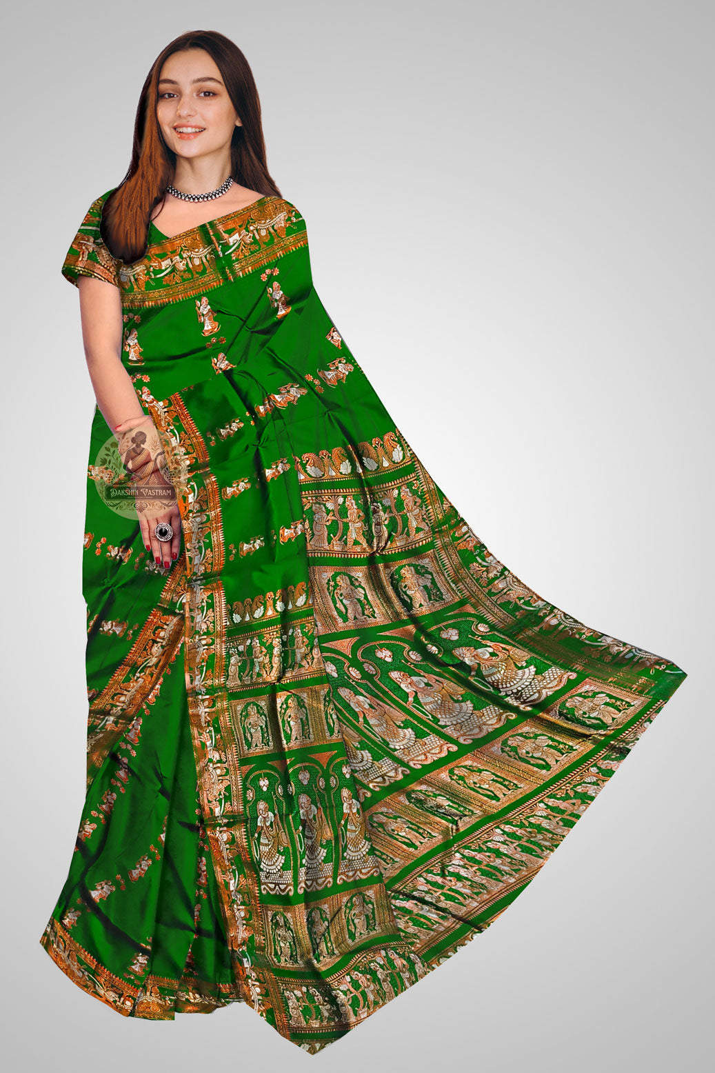 Buy Swarnachari Saree online – Handwoven silk saree front view