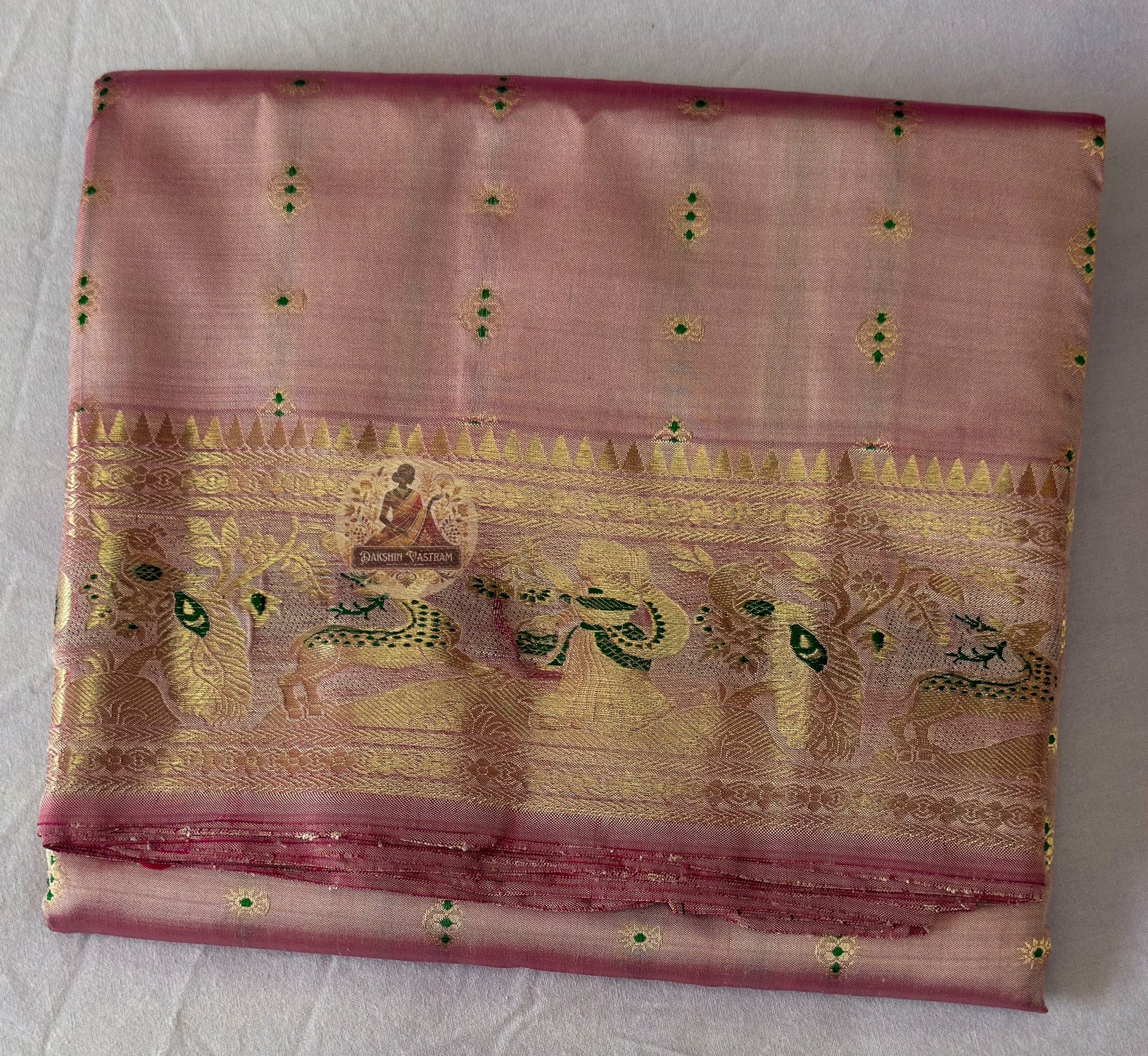Buy artisan handloom Swarnachari Pure Silk Saree online – ethical Bengal weave, delivered across India by Dakshin Vastram