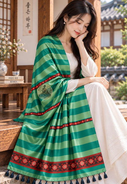 Front view of Bishnupur Baluchari pure silk heirloom stole with mythological narrative motifs, handwoven legacy piece by artisan weavers in West Bengal