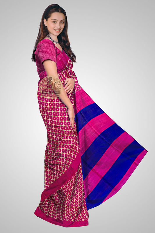 Order Indian Tussar Saree – Side angle highlighting handloom texture