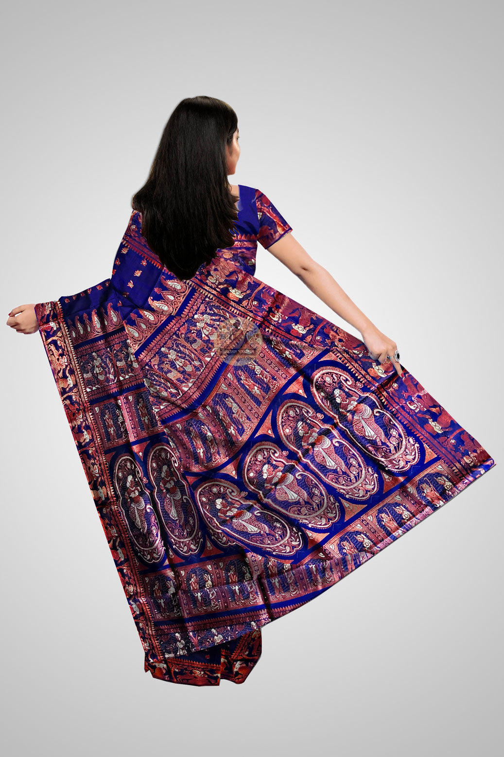 Buy Swarnachari Saree Online – Rear view with pallu design