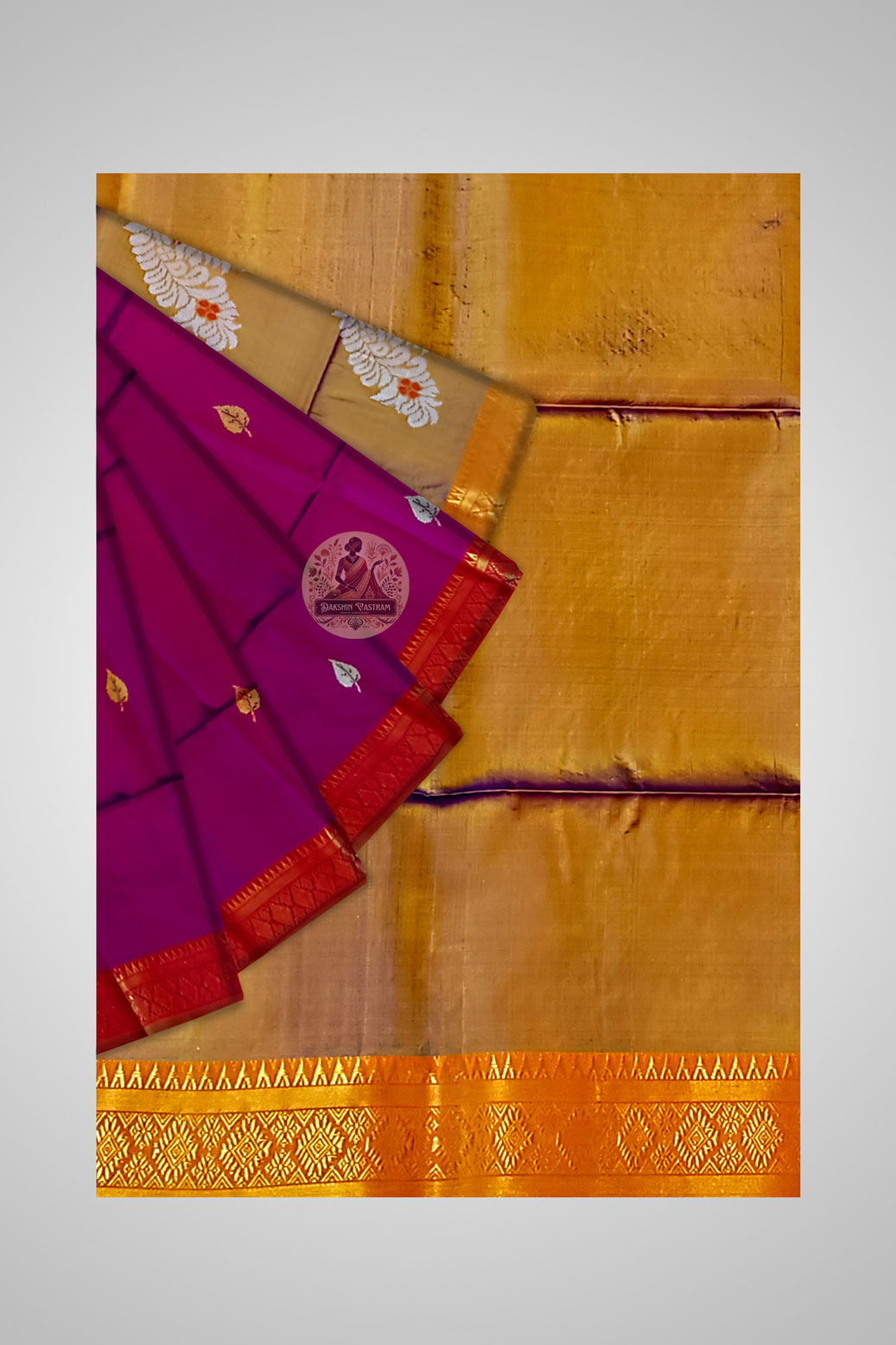 Buy Majestic Magenta Bengal Pure Silk Saree online – Saree full view