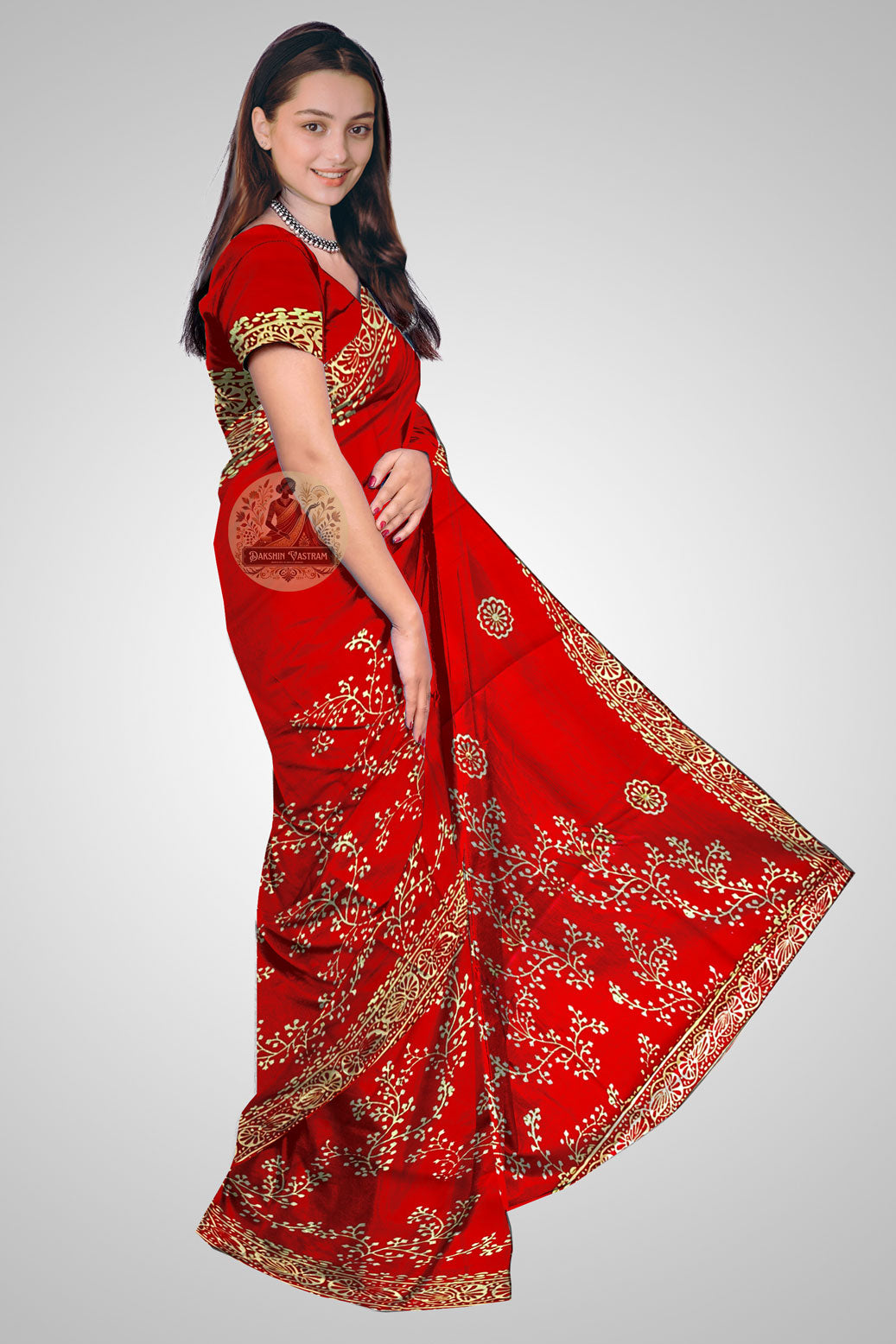 Shop Indian Silk Saree online – Side profile of pure silk drape