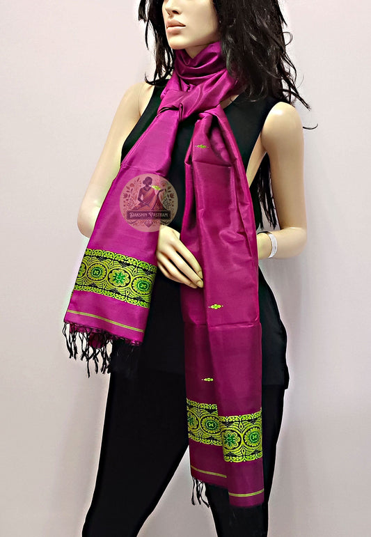 Shop Indian Silk Stole online – Draped side angle in silk texture