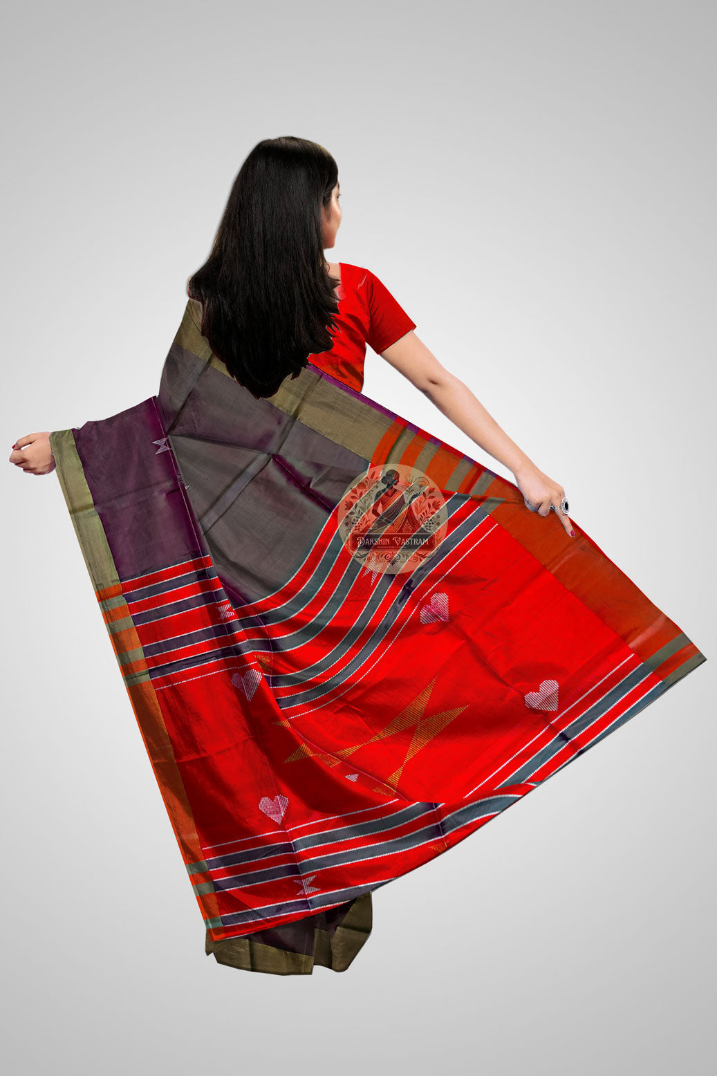 Shop Pure Silk Sarees Online – Rear pallu and drape view