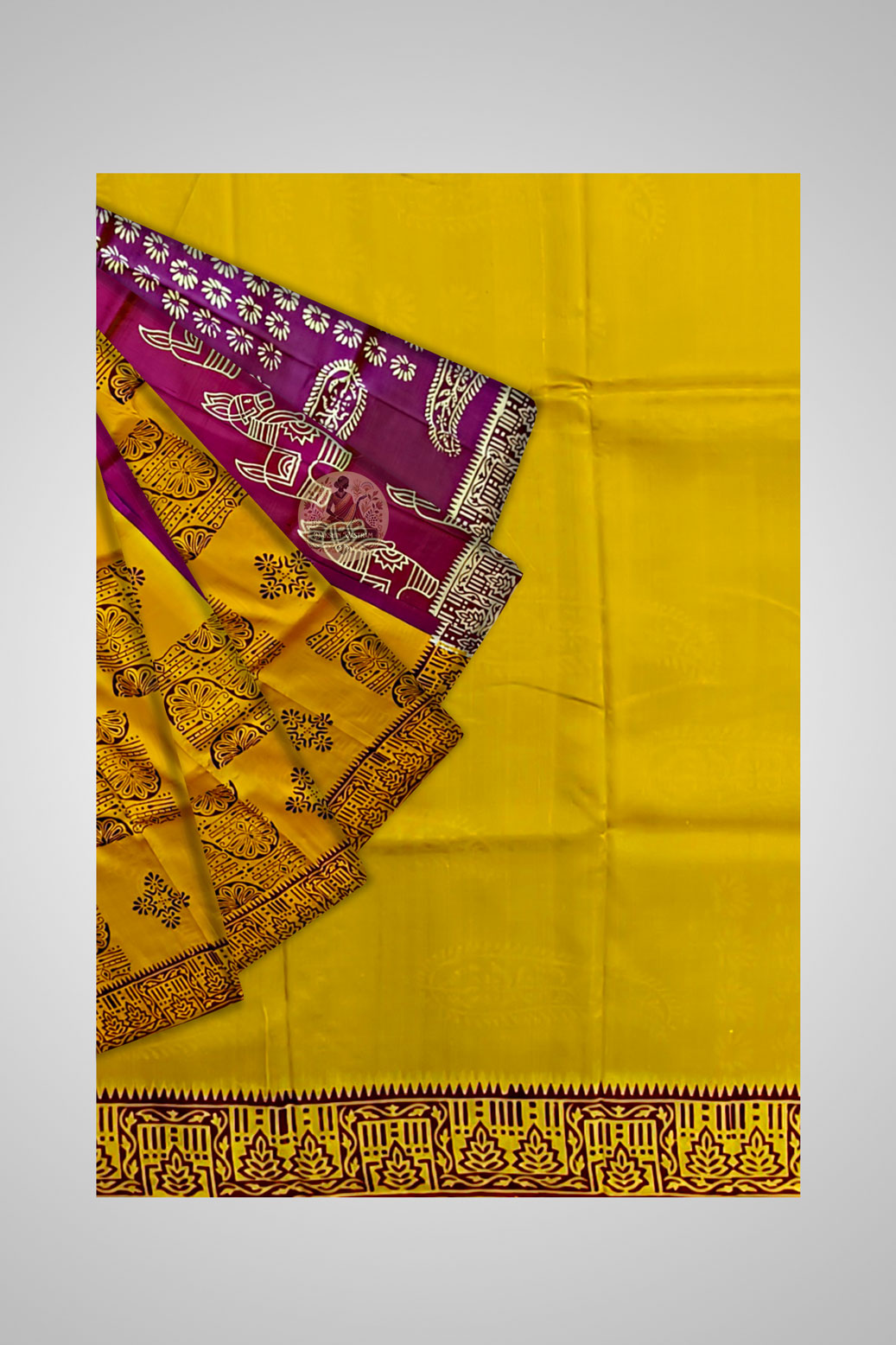 Buy Indian Handloom Saree UK – Close-up of Katan weave detailing