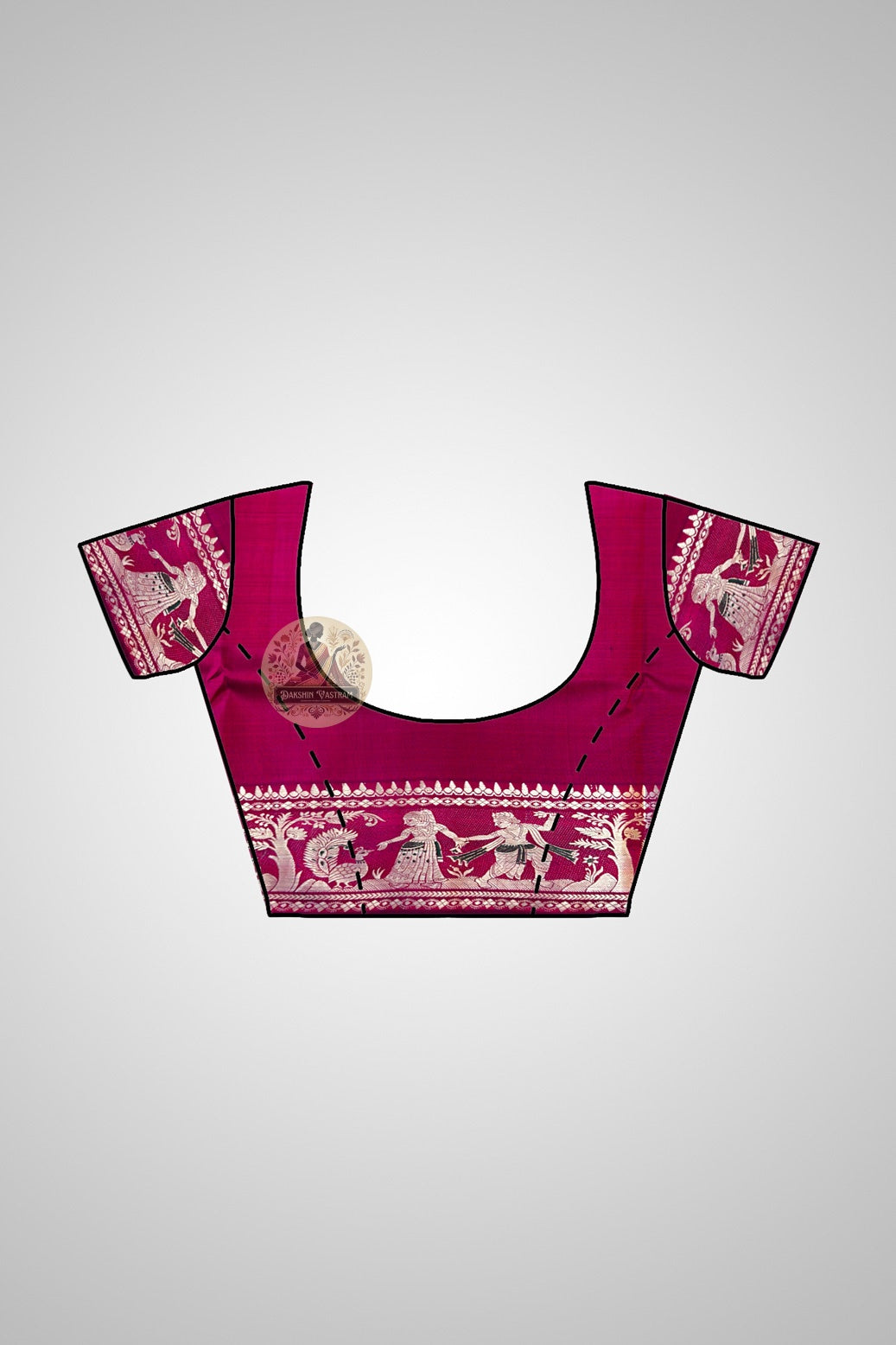 Baluchari saree pallu flat lay showing intricate