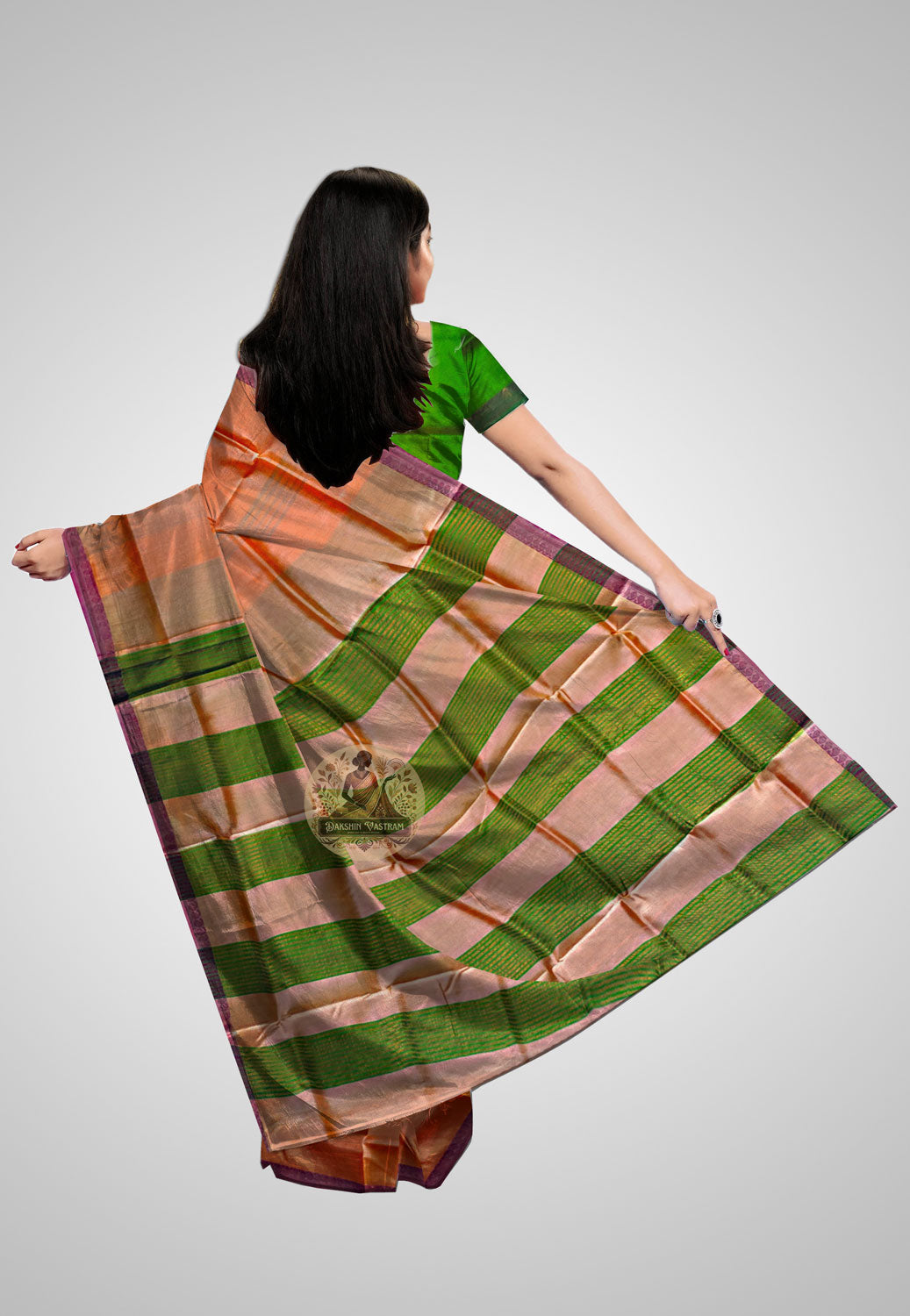 Buy Bishnupur Silk Saree online – Bishnupur Handwoven Katan Silk Saree rear view