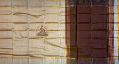 Flat lay of Bishnupuri Pure Katan Silk saree showing full 6-yard length, dense structured pallu and precision woven border