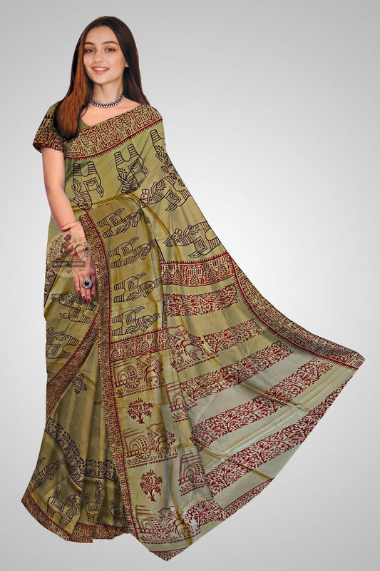 Buy Bengal Silk Saree online – Traditional Katan silk front view