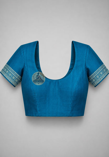 Matching blouse piece included with Bishnupur Katan Silk Saree, handloom artisan Bengal West Benga