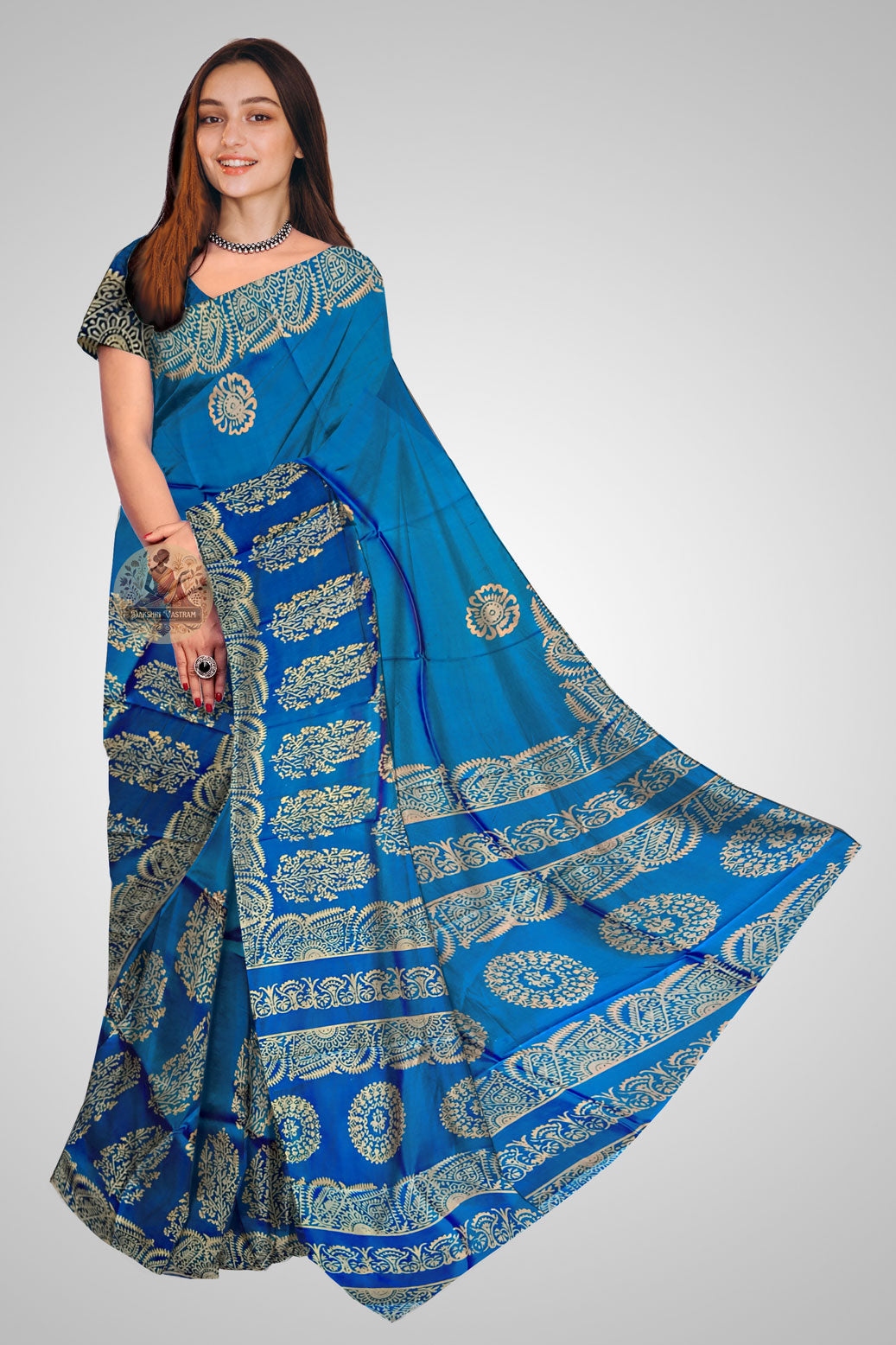 Buy Pure Silk Saree UK – Heritage Katan Silk saree front view