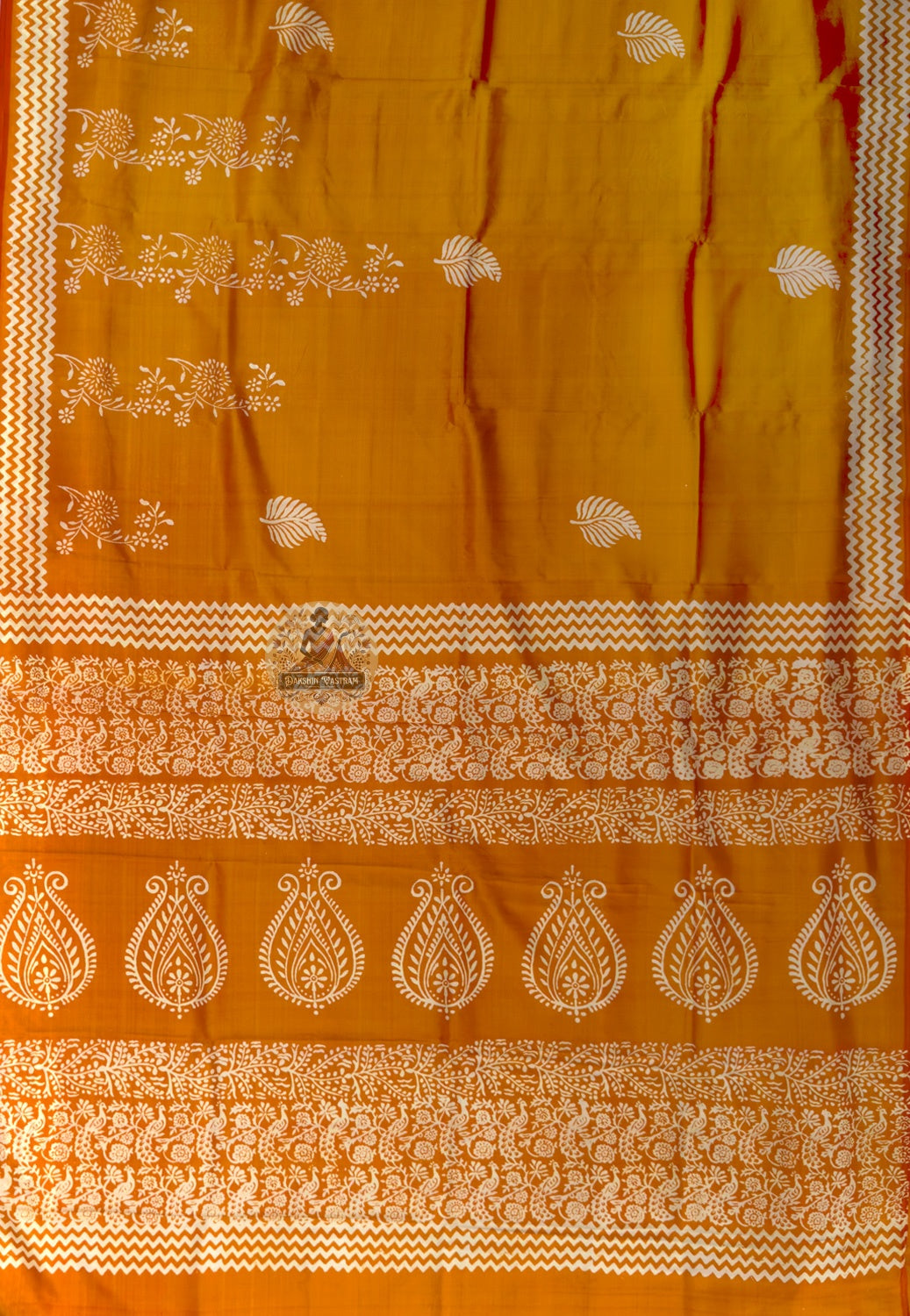 Detailed close-up of hand-woven border on Bishnupur Pure Katan Silk Saree showing quietly luxurious Bishnupur weave patterns in tightly woven fine pure Katan silk thread