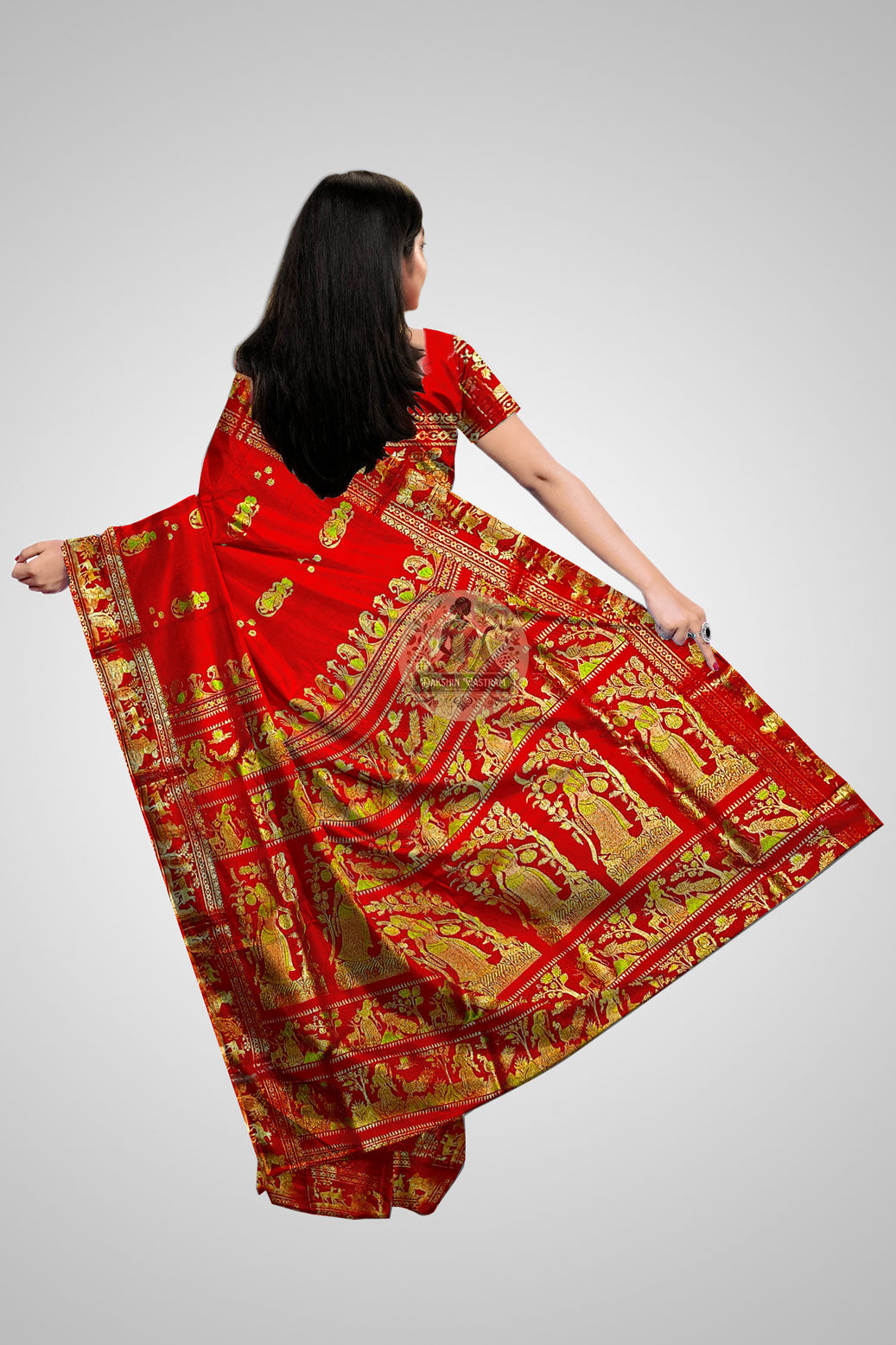 Buy Handloom Swarnachari Sarees – Rear view with rich pallu design