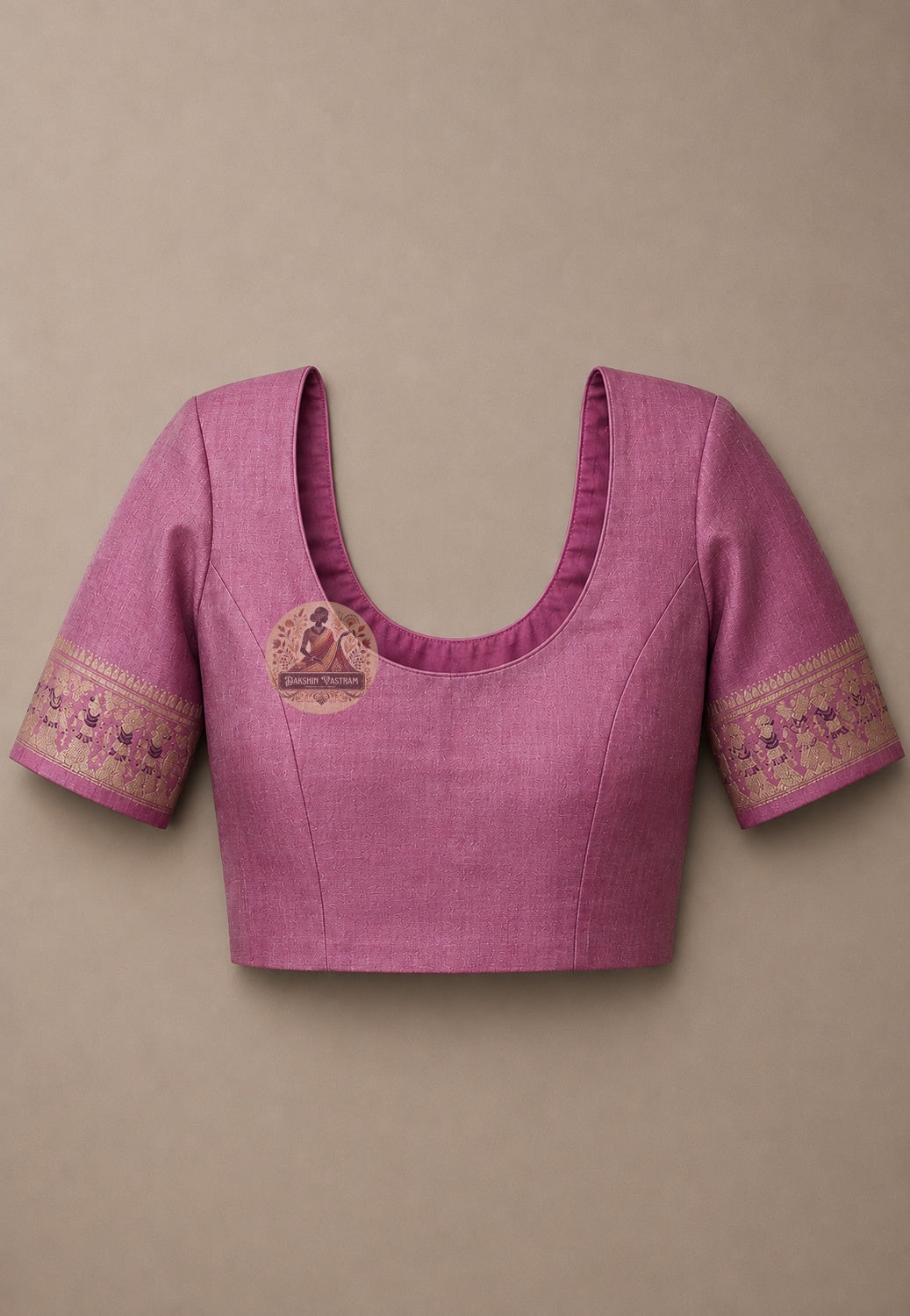 Matching blouse piece included with Swarnachari Silk Saree golden zari Radha-Krishna handloom Bengal West Bengal