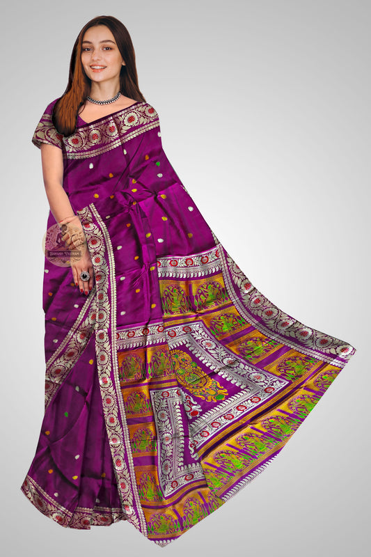 Buy Baluchari Silk Saree online – Baluchari Handloom Pure Silk Saree front view