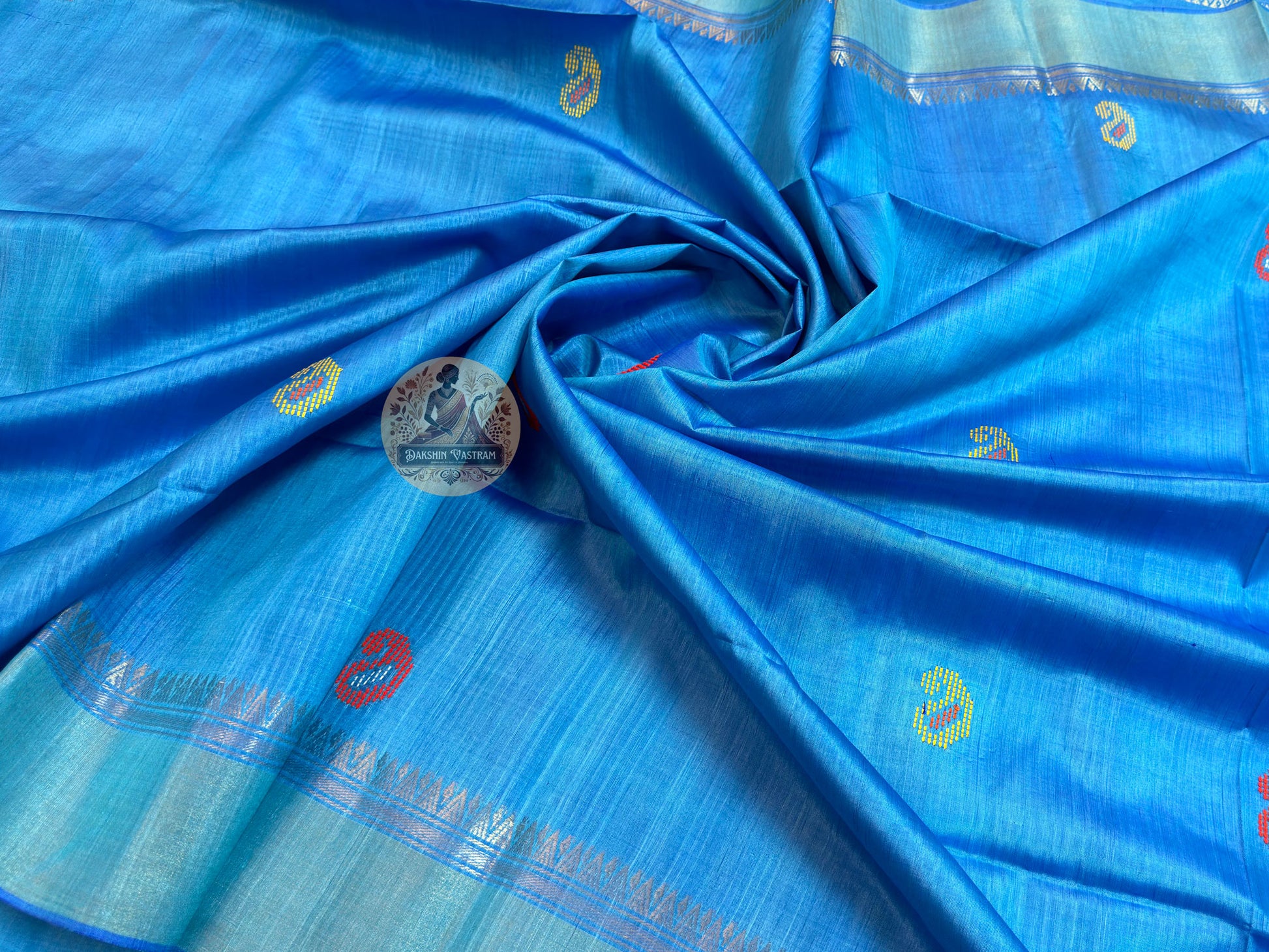 Shop Pure Silk Saree – Texture and threadwork detailing focus