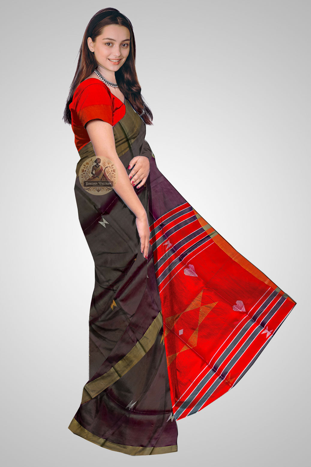 Buy Authentic Indian Silk Saree – Side view showcasing texture