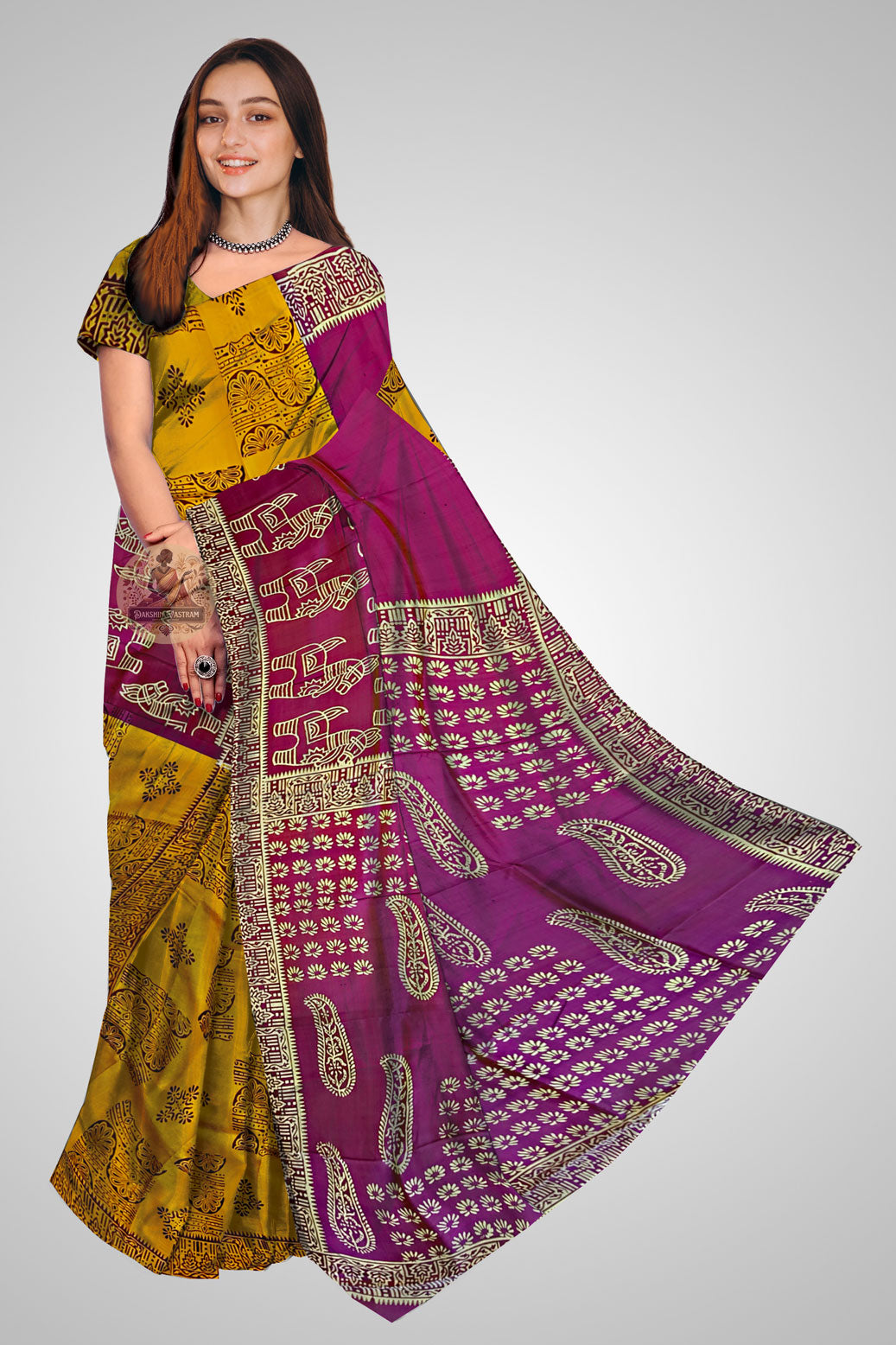 Buy Pure Silk Saree UK – Pure handloom silk saree front view