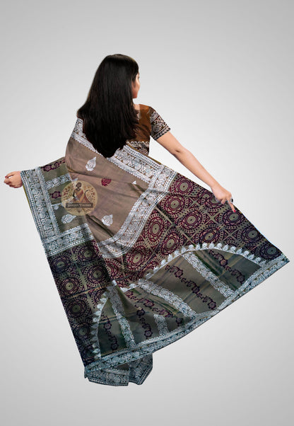 Buy Bishnupuri Katan Silk Saree online – Bishnupuri Katan Silk Saree rear view
