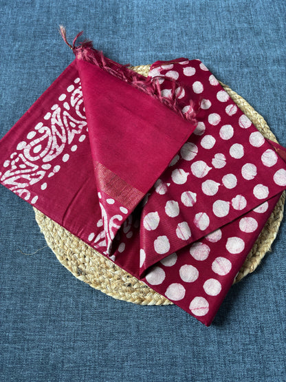 Buy mul cotton saree online – Rear view with pallu detail