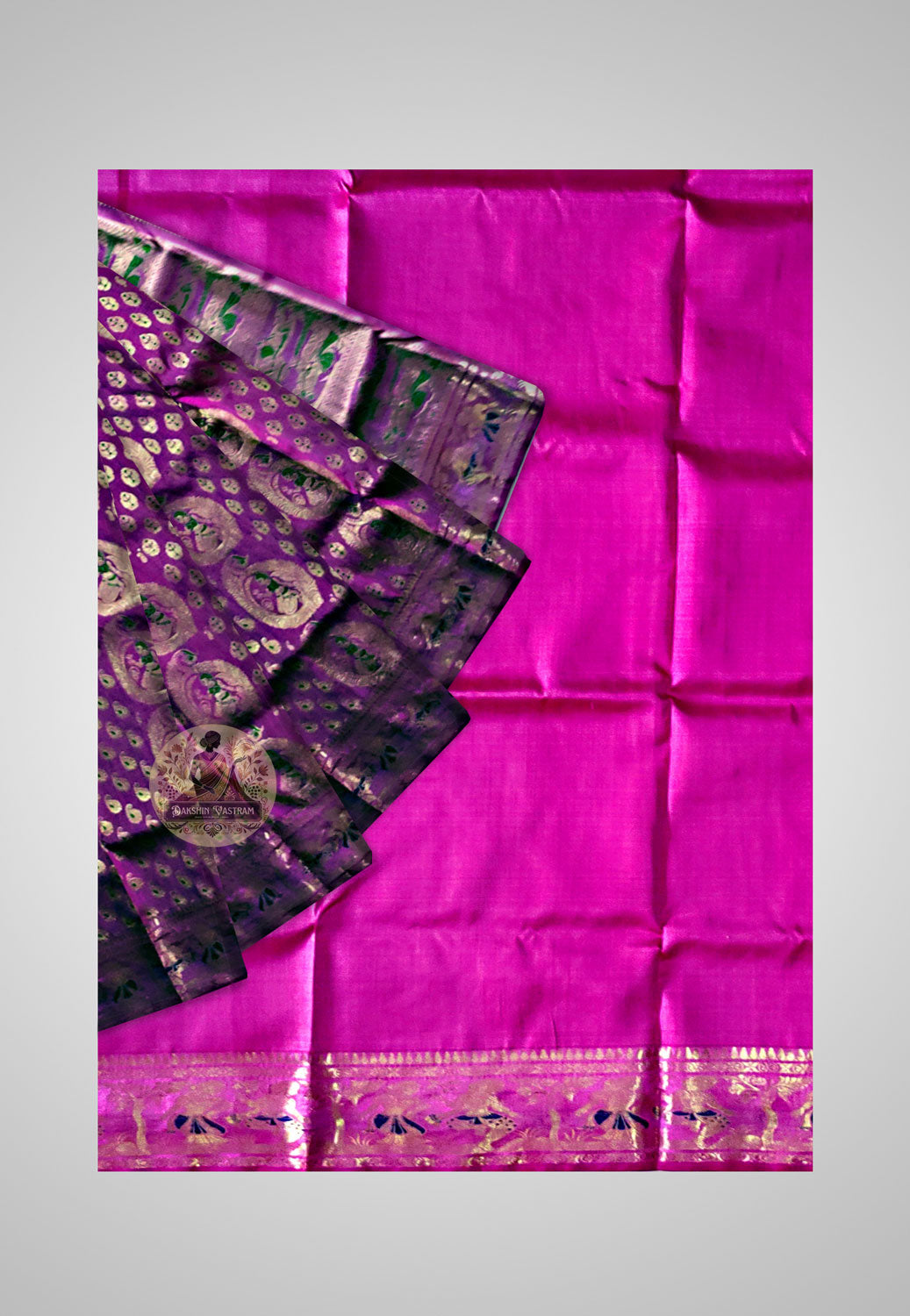 Buy Handloom Swarnachari Pure Silk Saree online – close-up of golden motifs