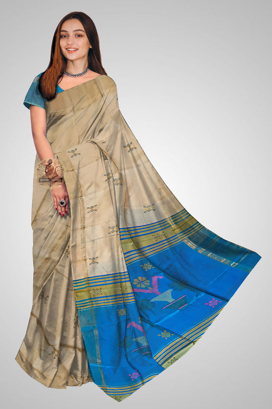 Buy Pure Silk Saree – Handloom front drape view