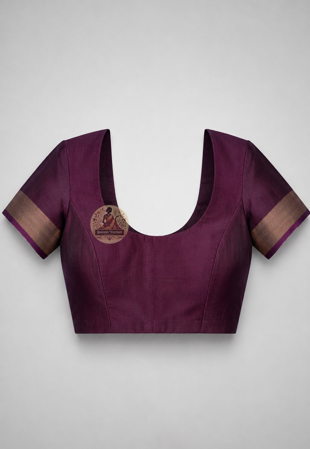 Close-up of blouse piece of Bishnupur Pure Katan Silk Saree featuring hand-woven traditional border detailing in fine pure Katan silk, part of Dakshin Vastram Durga Puja Collection 2026 — made without hurry, worn with intention