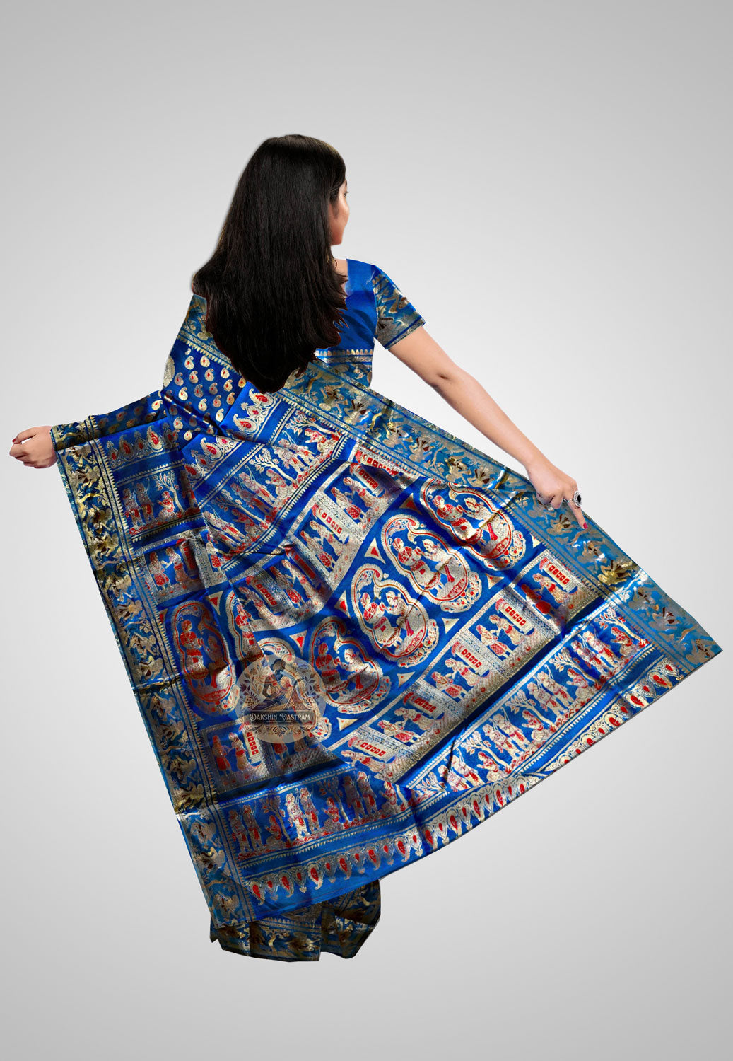 Buy Handloom Swarnachari Silk Saree online – rear view