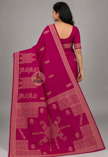 Rear view of Bishnupur Baluchari Silk Saree displaying the ornate pallu with Dashavatara and Ramayana-inspired woven motifs in fine Katan silk