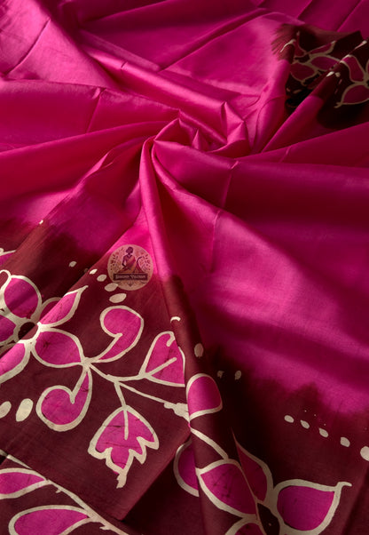 Close-up of Bishnupur Katan silk saree border with handwoven folk art and temple-inspired motifs, Bengal weave