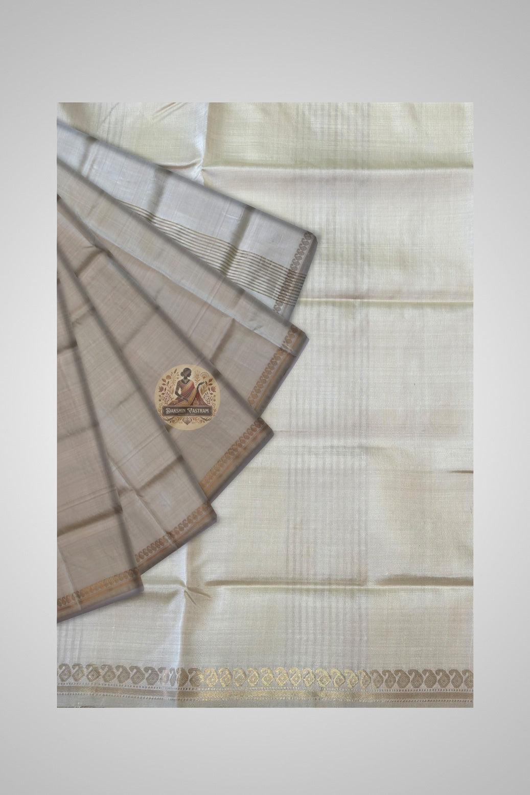 Traditional woven border of pure Bishnupur silk saree – precision-crafted motif strip, heirloom quality finish