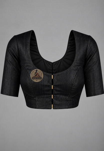 Matching blouse piece included with Ghicha Tussar pure silk everyday handloom saree, pre-woven in the same naturally textured Tussar silk fabric from West Bengal