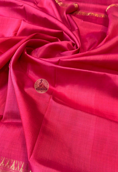 Detailed close-up of hand-woven border on Bishnupur Pure Katan Silk Saree showing the warmth and depth of pure handloom Katan silk crafted entirely by human hands in the heritage town of Bishnupur Bengal