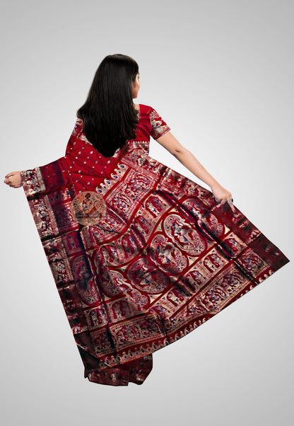 Saree rear view displaying exquisite detailing and smooth texture