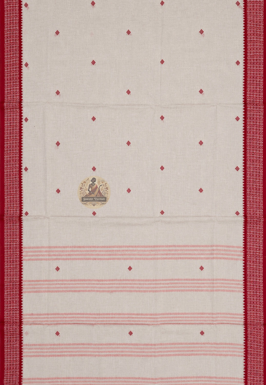 Close-up of pure cotton handloom weave showing fine natural texture, breathable construction, and traditional craftsmanship from Indian looms