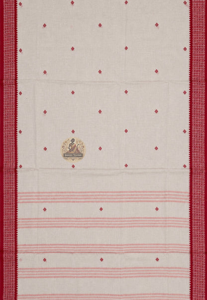 Close-up of pure cotton handloom weave showing fine natural texture, breathable construction, and traditional craftsmanship from Indian looms