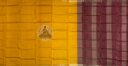 Bishnupur artisan silk saree flat lay showing full length pallu and border design